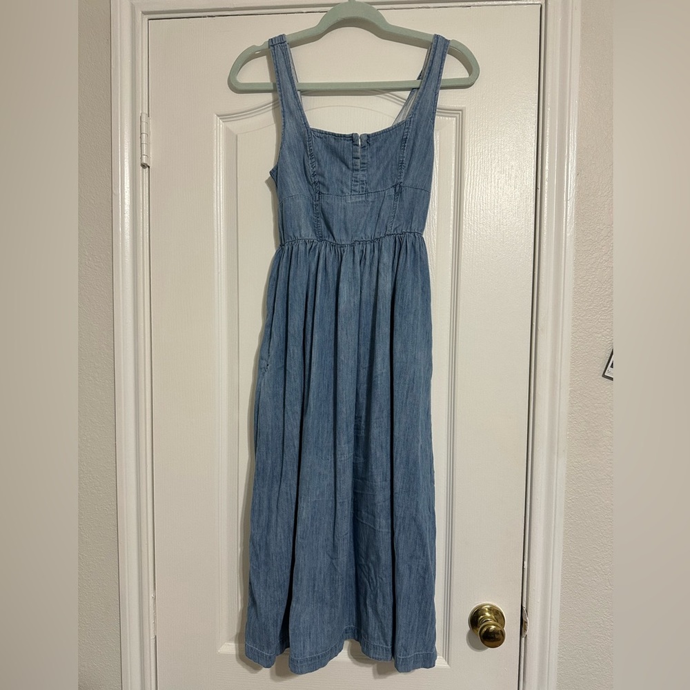 Aerie Light Blue Denim Midi Dress